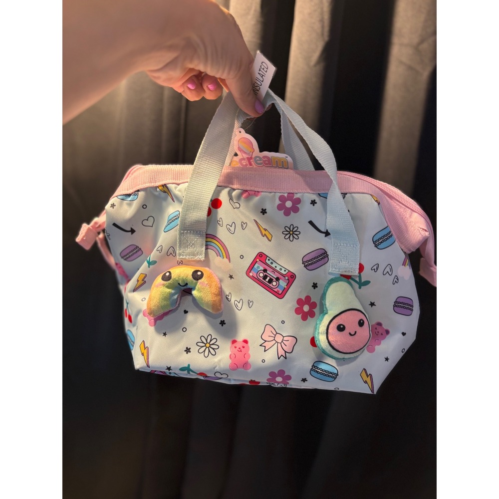 Icecream & Shine Insulated Lunch Bag Blue Kawaii Macaron Avocado Rainbow New